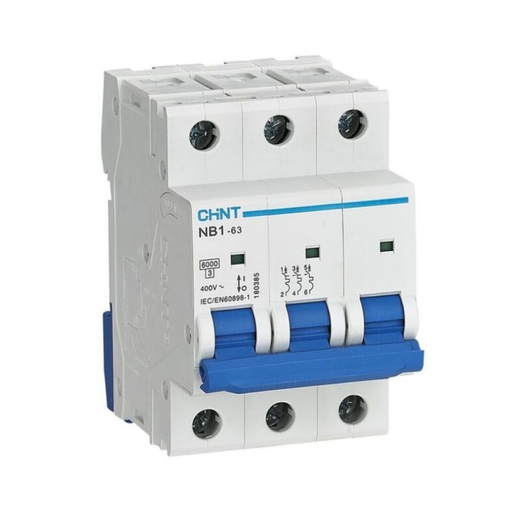 original-1009.jpg Автоматический выключатель модульный Chint NB1-63 3P 6А тип C 6 кА 400 В (179709) — изображение 1