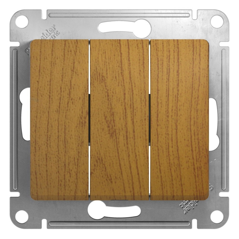 original-10174.jpg Выключатель Systeme Electric Glossa трехклавишный встраиваемый дуб (GSL000531) — изображение 1