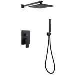 Душевая система Abber Weiss Insel встраиваемая с верхним душем с лейкой со смесителем черная матовая (AF8018B)