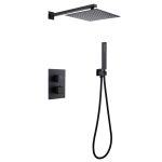 Душевая система Abber Daheim встраиваемая с верхним душем с лейкой со смесителем черная матовая (AF8251B)