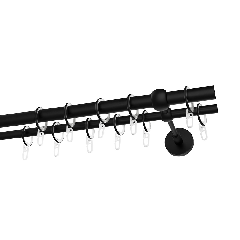 original-10837.jpg Карниз настенный металлический двухрядный круглый 240 см d20 мм черный — изображение 1