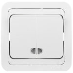 Выключатель Makel Mimoza двухклавишный встраиваемый белый с подсветкой (12023)