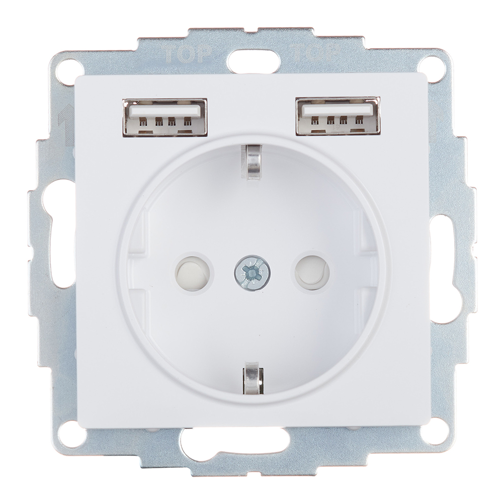 original-11363.jpg Розетка Systeme Electric AtlasDesign встраиваемая белая 2хUSB-А (ATN000130) — изображение 1