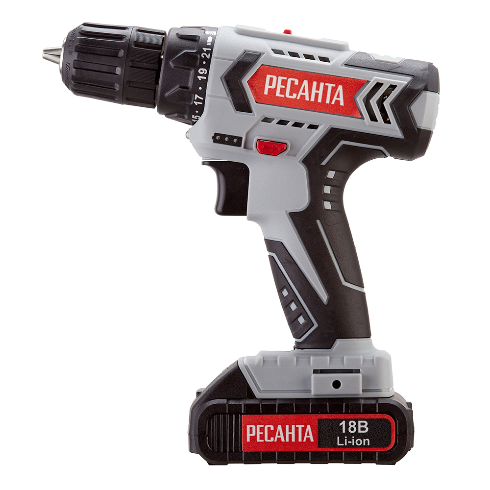 original-11471.jpg Дрель-шуруповерт аккумуляторная Ресанта ДА-18-2ЛК 18 В 2 Ач Li-Ion 2 АКБ иЗУ (75/14/5) — изображение 1