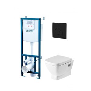 Комплект инсталляции Santek Нео с унитазом Santek с кнопкой черной и сиденьем микролифт (1.WH50.1.776)