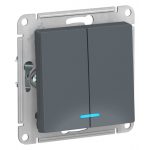 Выключатель Systeme Electric AtlasDesign двухклавишный встраиваемый грифель с подсветкой (ATN000753)