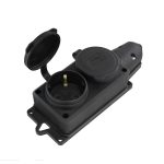 Розетка штепсельная UNIVersal двойная с заземлением IP44 черная