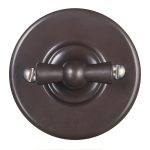 Выключатель Bironi Лизетта одноклавишный накладной коричневый ретро (B1-201-22)