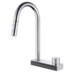 Смеситель для кухни Abber Kreis хром с высоким изливом с водопадом с вытяжной лейкой (AF8114)