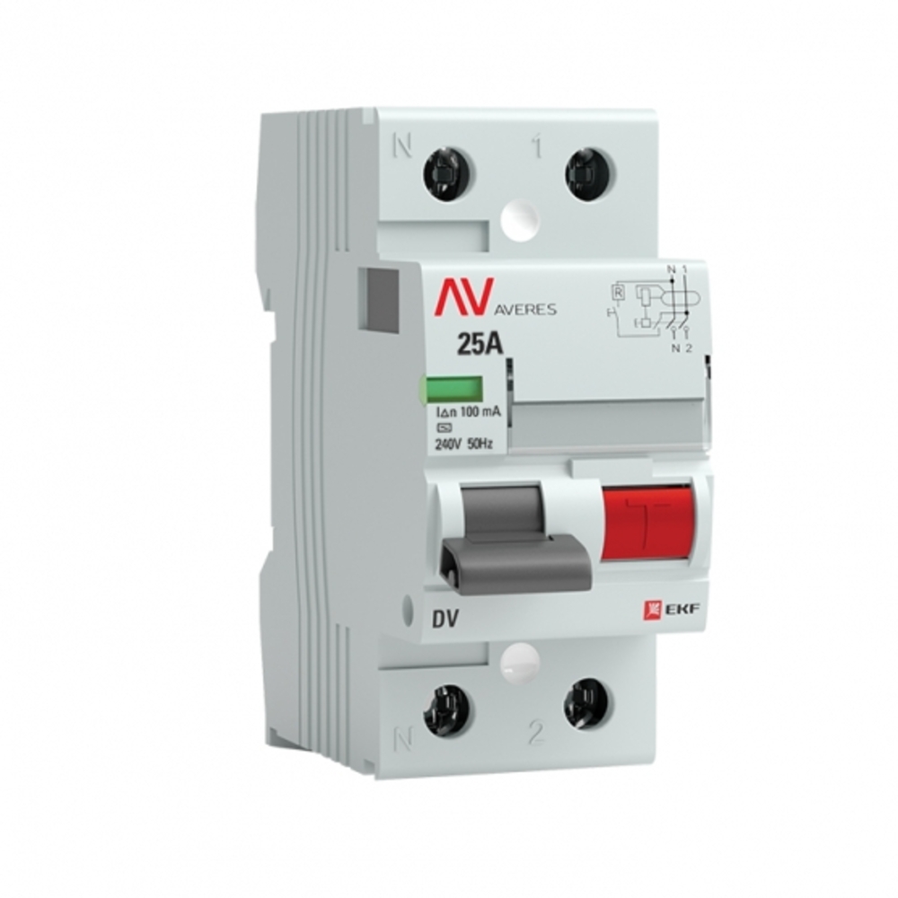 original-1391.jpg УЗО EKF Averes DV 25А 1P+N тип AC 100 мА 10 кА (rccb-2-25-100-ac-av) — изображение 1