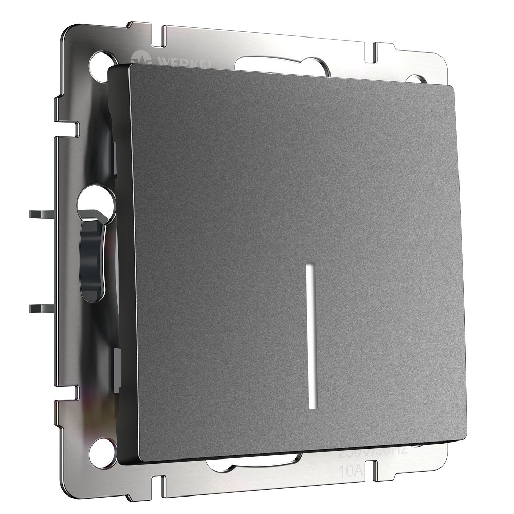 original-14163.jpg Выключатель Werkel одноклавишный встраиваемый графит матовый проходной с подсветкой (a063101) — изображение 1