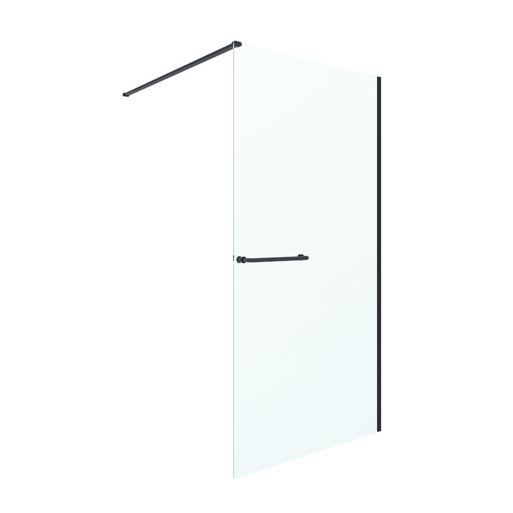 original-14205.jpg Душевая перегородка Ulitka Walk in Light черная 120х195 см стекло прозрачное 8 мм с полотенцедержателем (74104555) — изображение 1