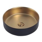 Раковина Abber Bequem 40 см накладная золото матовое/черная (AC2109BG)