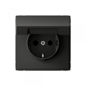 Розетка Systeme Electric ArtGallery встраиваемая базальт со шторками с крышкой (SE GAL001446)