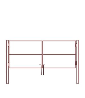 Ворота распашные каркас со столбами 3х1,5 м красно-коричневые