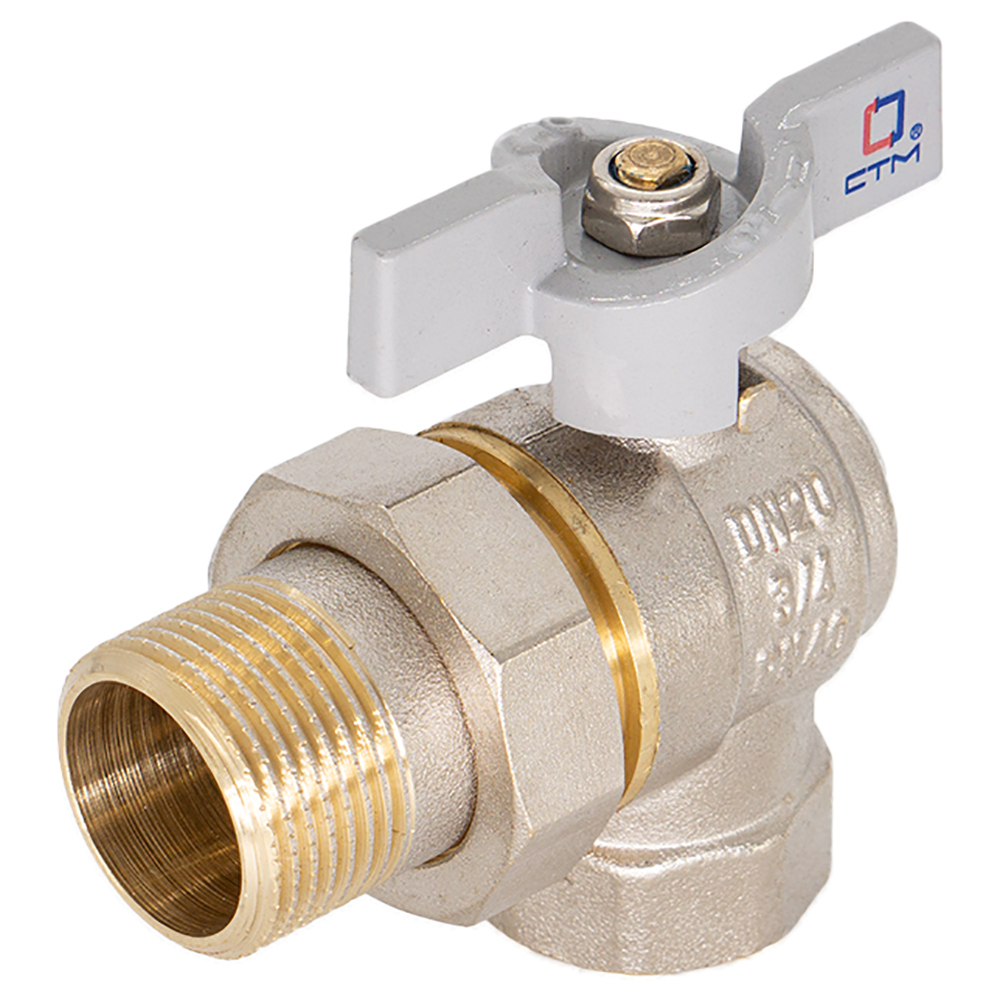 original-16023.jpg Кран шаровой латунный СТМ Стандарт 1/2 ВР(г) х 1/2 НР(ш) бабочка с накидной гайкой угловой (CWALM012) — изображение 1