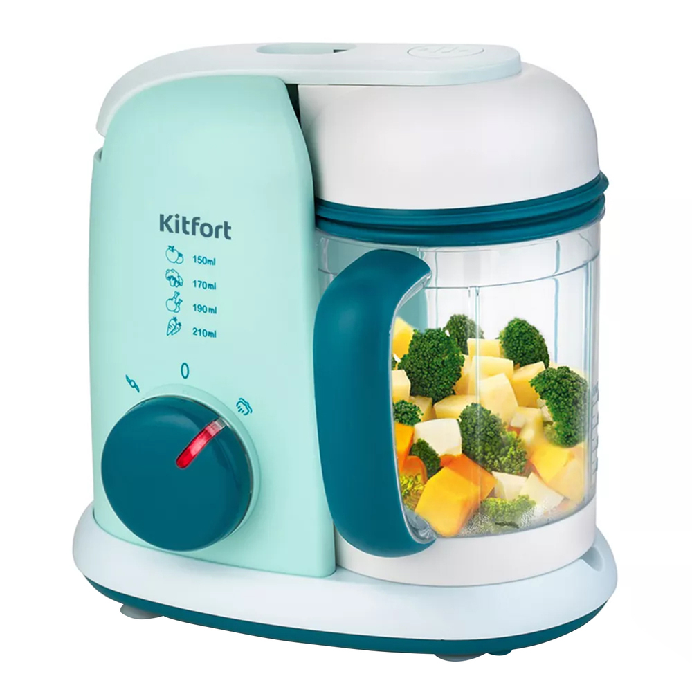 original-16213.jpg Блендер-пароварка стационарный Kitfort КТ-2305 400 Вт 0,4 л белый/зеленый — изображение 1