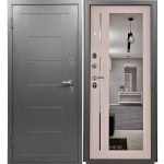 Дверь входная Промет Титан левая букле графит - беленый дуб с зеркалом 860х2050 мм