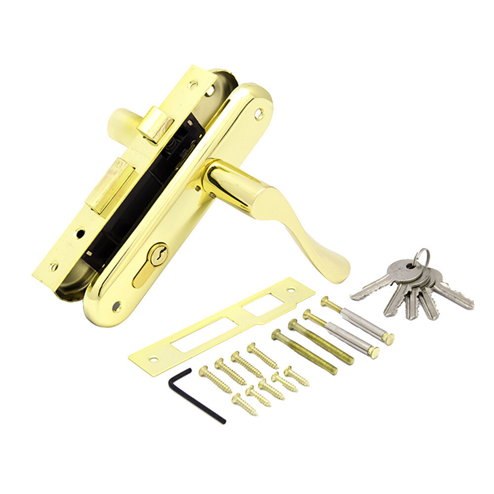 original-16332.jpg Замок врезной Palladium ЗВ AL 1618 GP универсальный с цилиндром золото 5 ключей — изображение 1