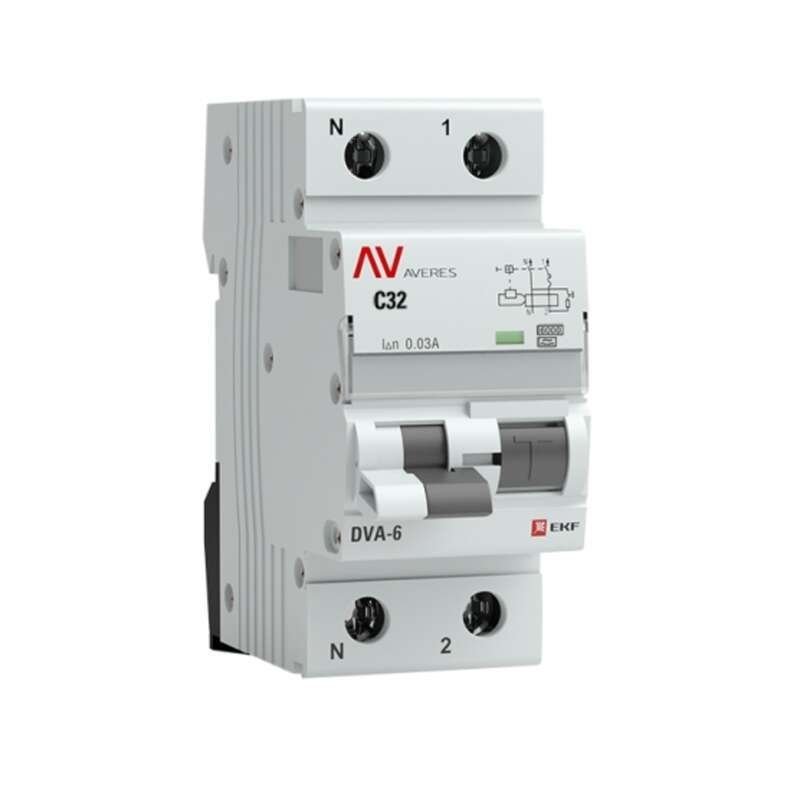 original-16412.jpg Автомат дифференциальный EKF Averes DVA-6 32А 1P+N тип A 30 мА 6 кА (rcbo6-1pn-32C-30-a-av) — изображение 1