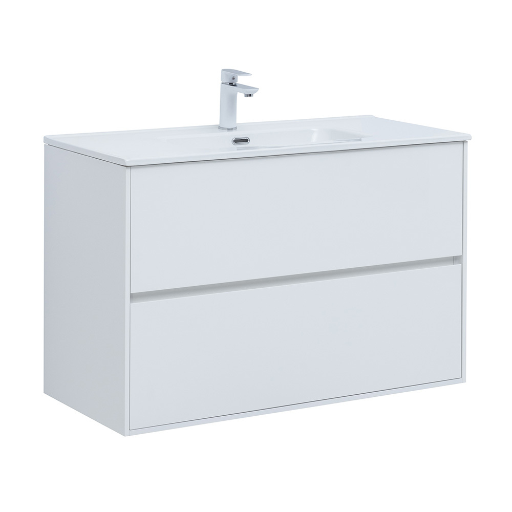 original-16707.jpg Тумба под раковину Lavelly Cube 100 см подвесная белый глянец (00316670) — изображение 1