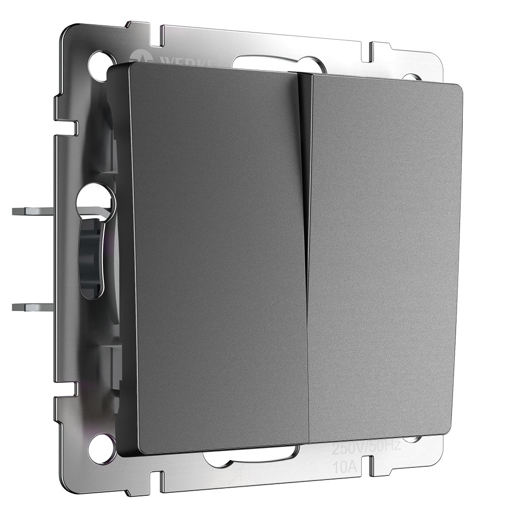 original-17323.jpg Выключатель Werkel двухклавишный встраиваемый графит матовый проходной (a063100) — изображение 1