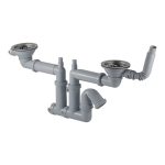 Сифон для двойной мойки АНИ пласт 3 1/2х40 мм с выпуском d115 мм с переливом с соединением 40 мм (F3545S)