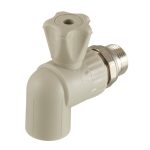 Кран шаровой полипропиленовый Valfex 25 мм х 3/4 НР(ш) с американкой угловой серый (10148025Г)