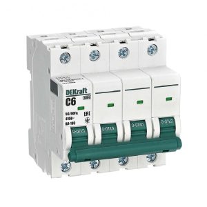 Автоматический выключатель модульный Dekraft ВА-103 4P 6А 6 кА 415 В (12317DEK)