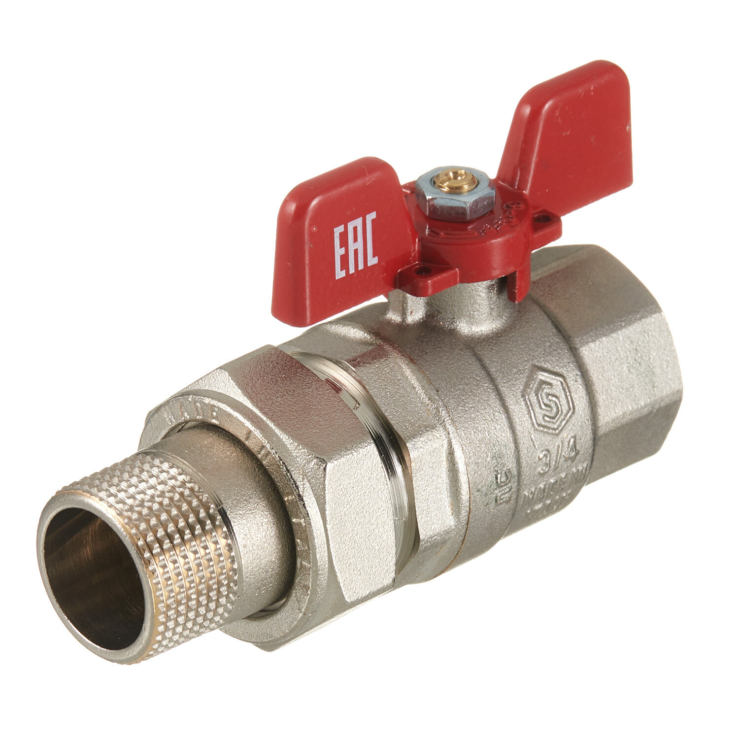 original-17969.jpg Кран шаровой латунный Stout SVB 3/4 ВР(г) х 3/4 НР(ш) полнопроходной бабочка со сгоном прямой (SVB-1007-200020) — изображение 1