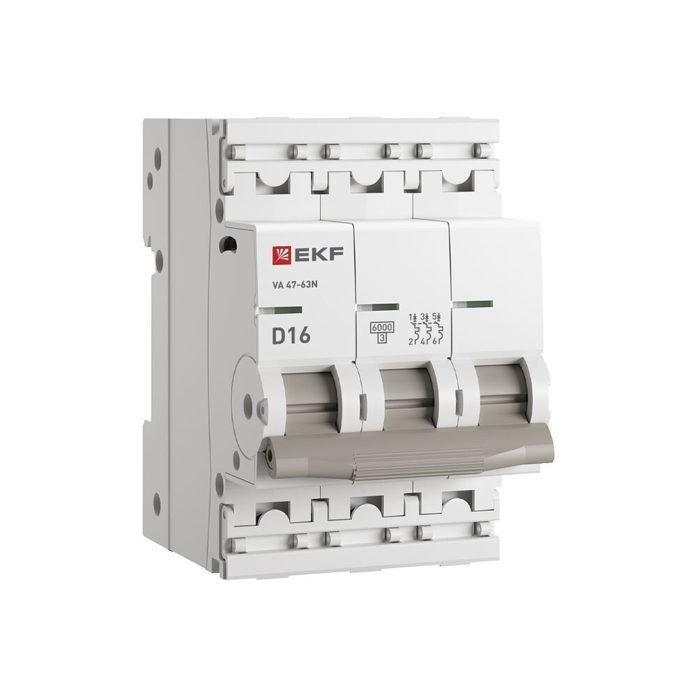 original-18145.jpg Автоматический выключатель модульный EKF PROxima ВА 47-63N 3P 16А тип D 6 кА 400 В (M636316D) — изображение 1