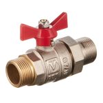 Кран шаровой латунный Valtec Base 3/4 НР(ш) х 3/4 НР(ш) бабочка с полусгоном прямой (VT.226.N.05)