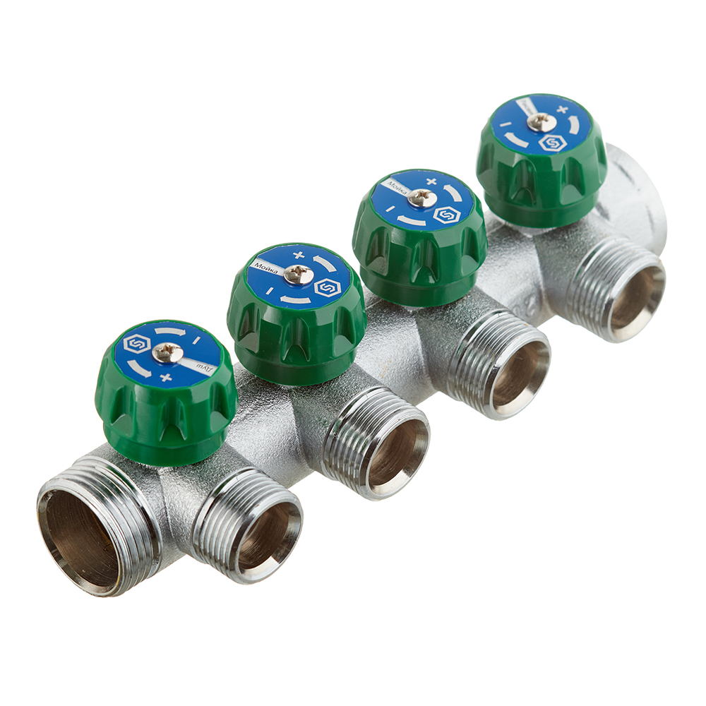 original-18253.jpg Коллектор Stout 1 ВР(г) х 4 выхода 3/4(ЕК) х 1 НР(ш) регулирующий (SMB-6850-013404) — изображение 1