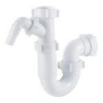 Сифон для раковины и мойки АНИ пласт 1 1/2х40 мм без выпуска с отводом 40 мм с соединением 40 мм (D1020)