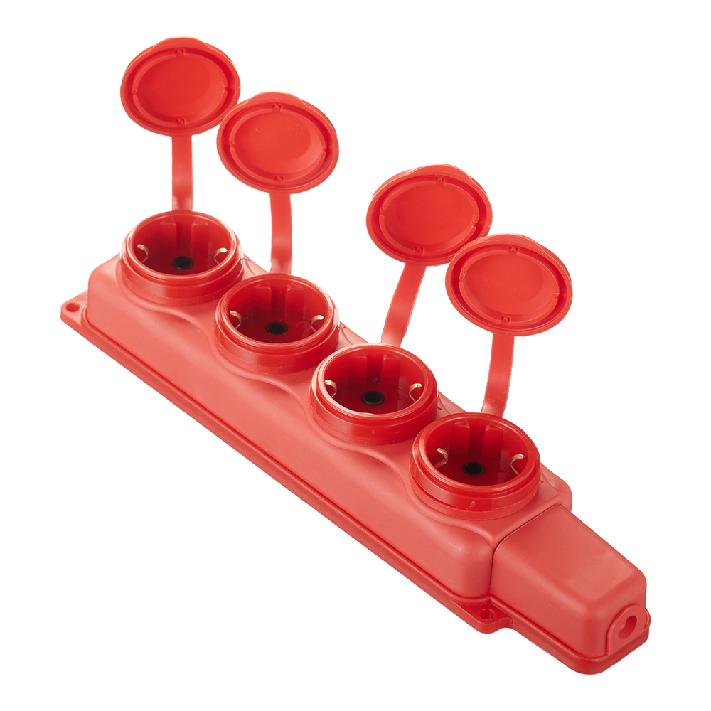 original-18662.jpg Розетка штепсельная Svet четверная с заземлением IP44 настенная красная — изображение 1