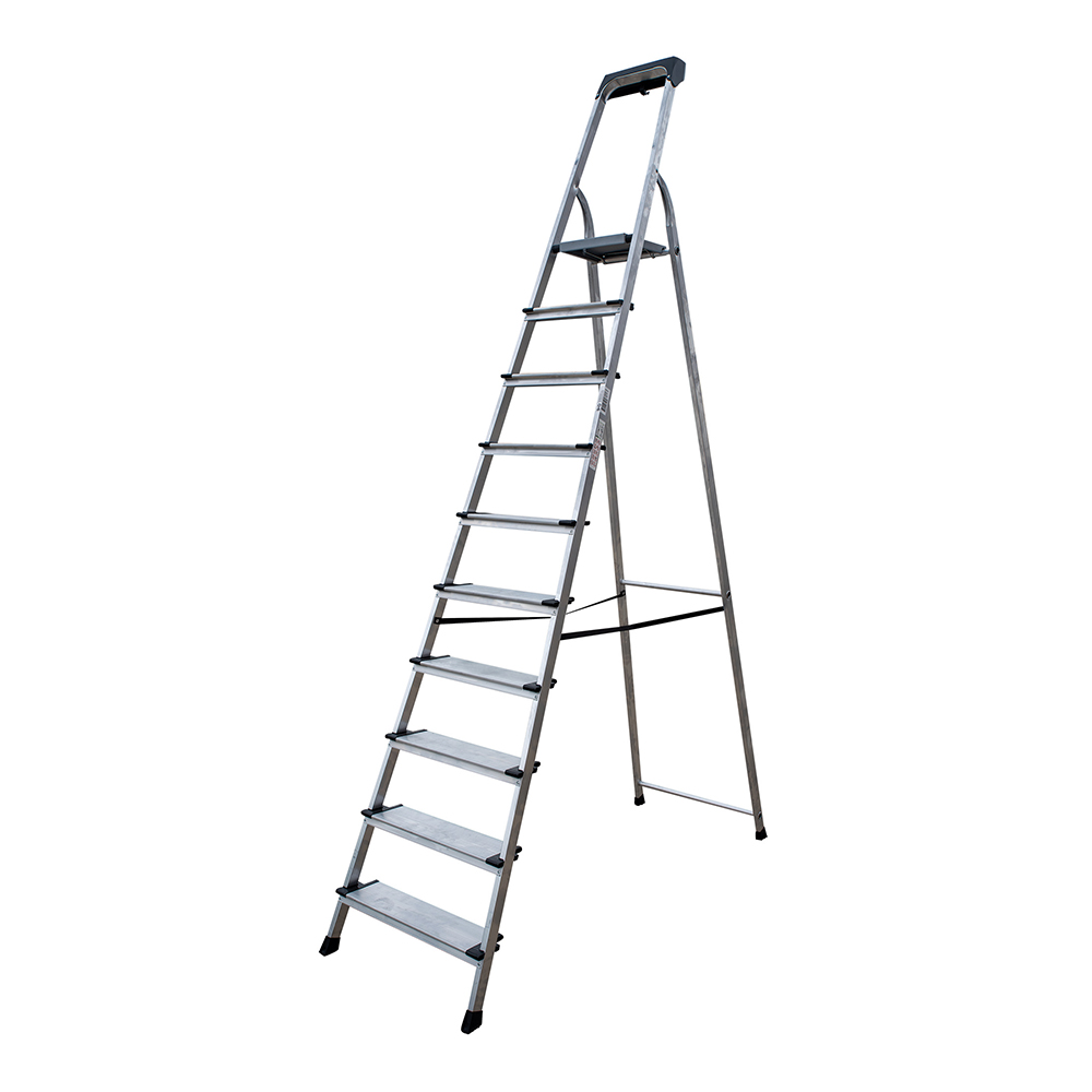 original-19035.jpg Стремянка алюминиевая 10 ступеней 130 мм с лотком-органайзером 2,13 м Новая высота — изображение 1