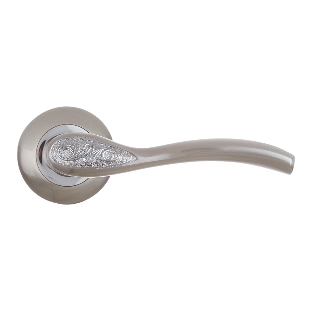 original-19343.jpg Ручка дверная Punto Rumba круглая розетка матовый никель/хром — изображение 1