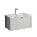 Комплект тумба с раковиной Comforty Моа 80 см подвесная серый шелк (00-00021212CF)