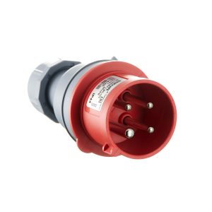 Вилка силовая прямая переносная Dekraft ВП-103 с заземлением 3P+PE 3 фазы 16 А 380 В IP44 красная (26102DEK)