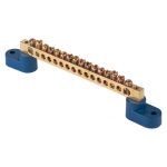 Шина нулевая на 2-х угловых изоляторах EKF PROxima 6х9 мм 16 отверстий синяя (10 шт.) (sn0-2-63-16)