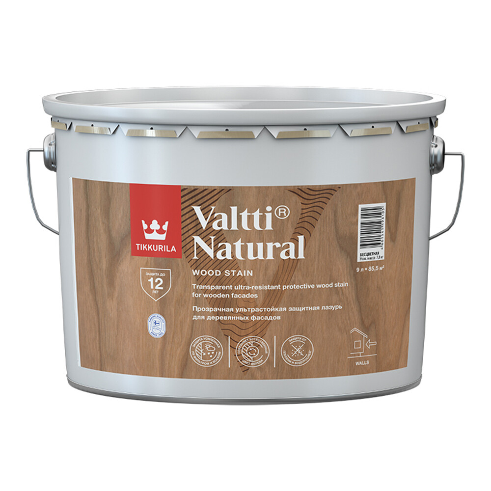 original-20130.jpg Антисептик Tikkurila/Tikkivala Valtti Natural декоративный для дерева бесцветный 9 л — изображение 1