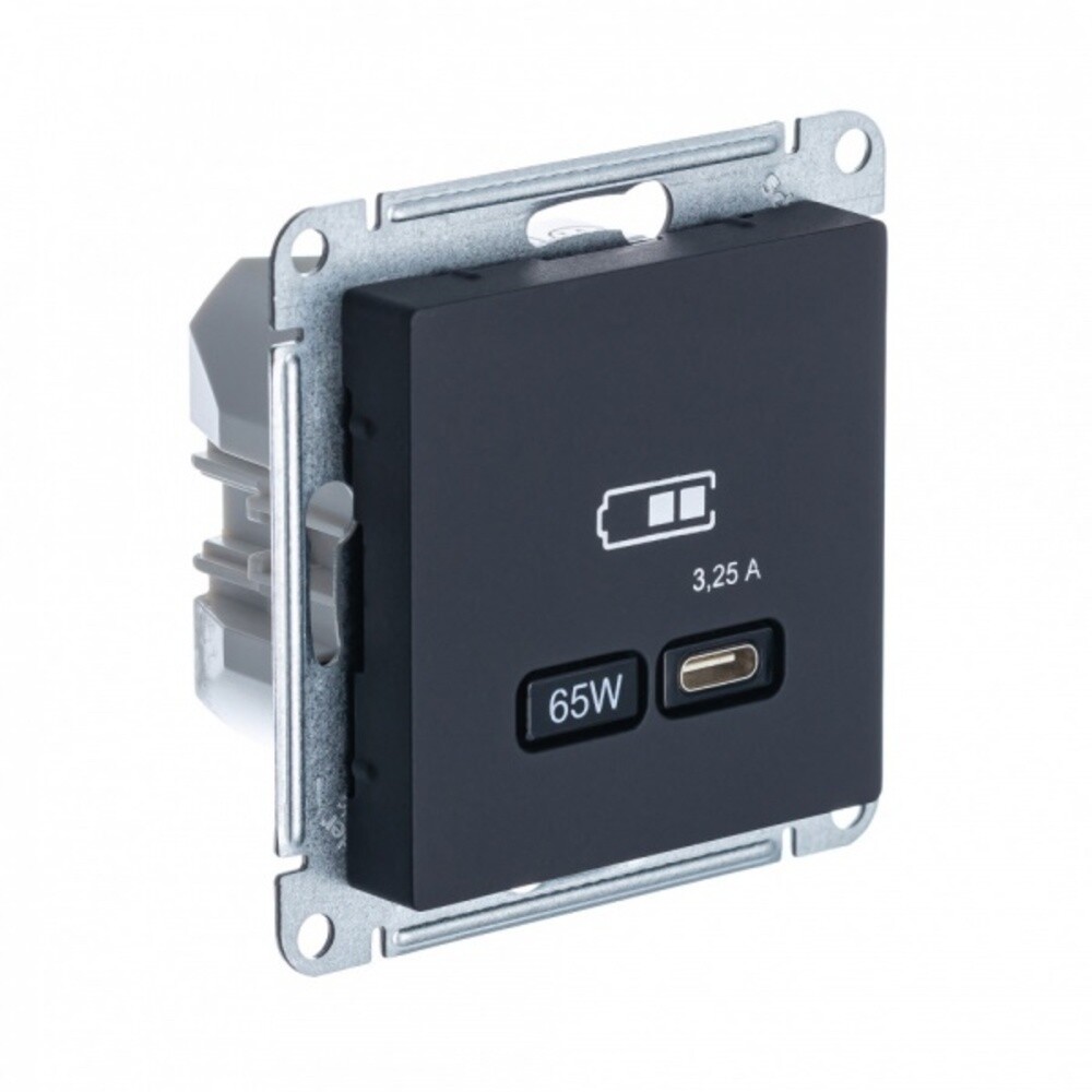 original-20275.jpg Розетка USB Systeme Electric AtlasDesign встраиваемая карбон USB-A/ Type-C (ATN001027) — изображение 1