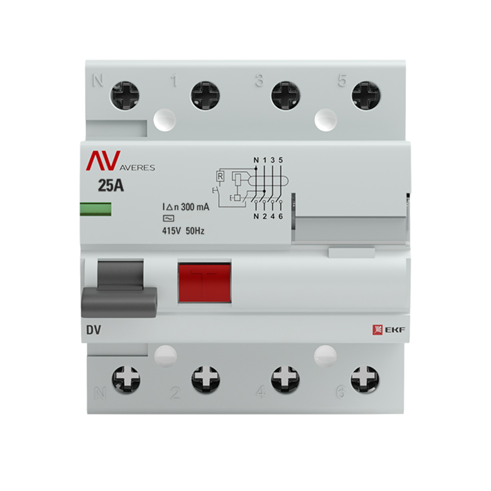 original-20451.jpg УЗО EKF Averes DV 25А 3P+N тип AC 300 мА 10 кА (rccb-4-25-300-ac-av) — изображение 1