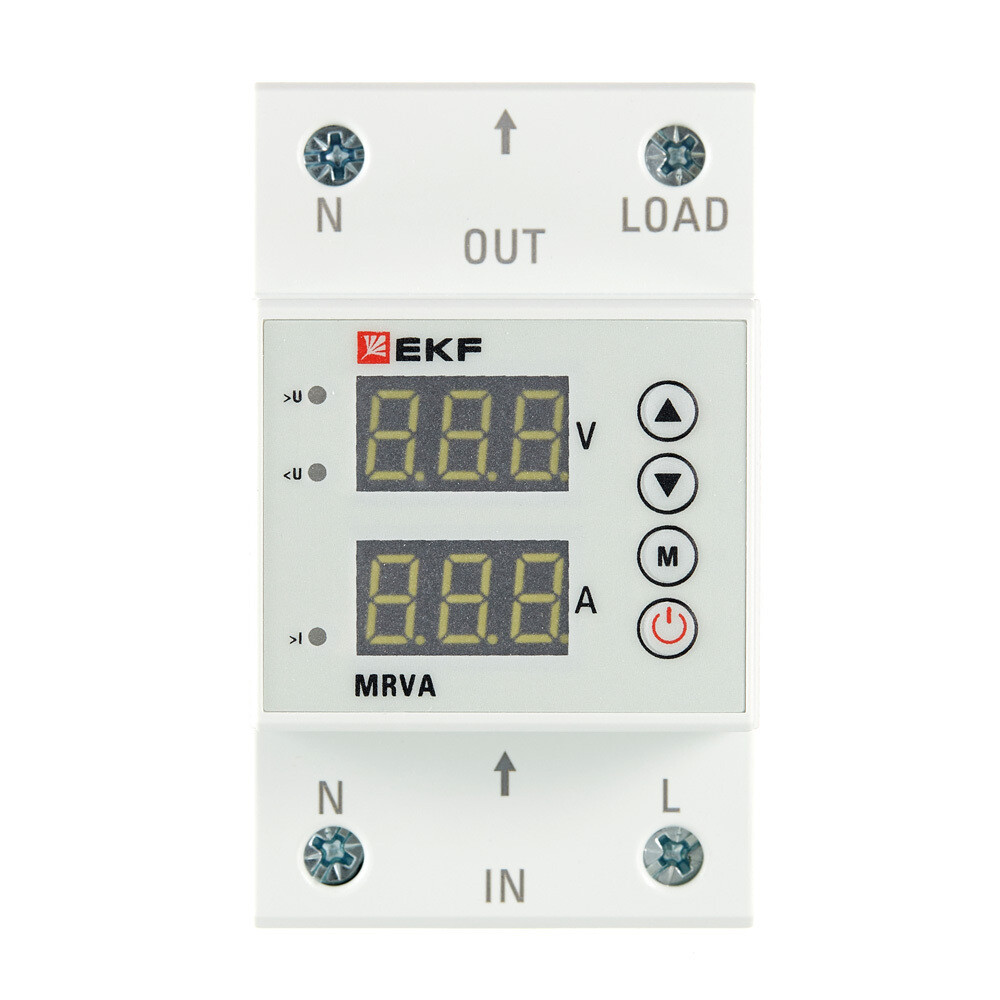 original-2057.jpg Реле напряжения модульное EKF PROxima (MRVA-63A) 230 В 63 А 1P+N с дисплеем — изображение 1