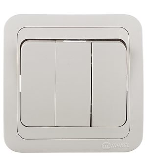 Выключатель Makel Mimoza трехклавишный встраиваемый бежевый (25091)