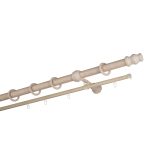 Карниз настенный деревянный двухрядный круглый 300 см d 28 мм беленый дуб