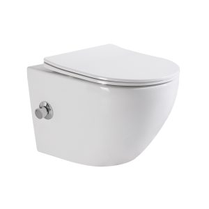 Унитаз подвесной BelBagno Uno безободковый с функцией биде и сиденьем дюропласт микролифт (BB3105CHR-BS/SC)