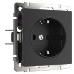 Розетка Werkel встраиваемая черная матовая со шторками (a051622)