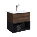 Комплект тумба с раковиной Comforty Гавана 60 см подвесная дуб темно-коричневый (00-00021223CF)