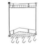 Полка для ванной WasserKraft угловая двухъярусная с крючками 220х300х340 мм металл хром (K-1222)